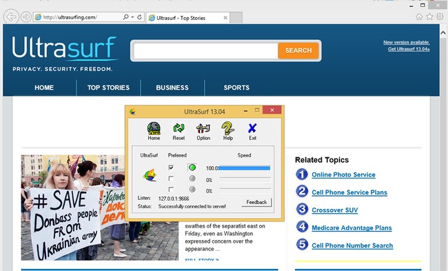Top 9 phần mềm Fake IP miễn phí - Ảnh 2. Phần mềm Fake IP Ultrasurf