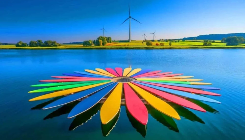 Bông hoa súng đa sắc màu từ turbine điện gió “đã nghỉ hưu” - Ảnh 1.