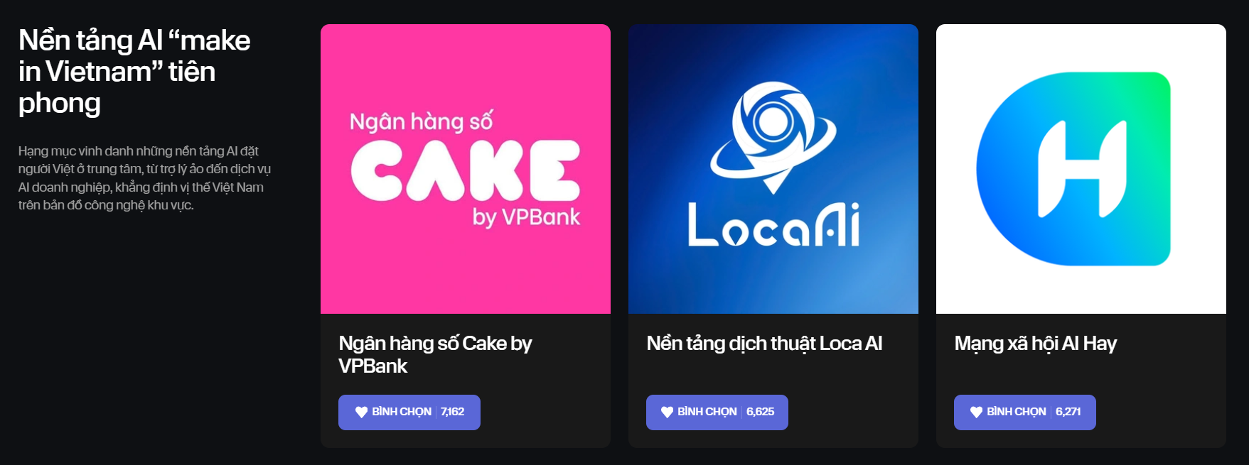 “Thế chân vạc” của ba nền tảng AI "make in Vietnam": Loca AI đối đầu Cake by VPBank và MXH AI Hay- Ảnh 1.