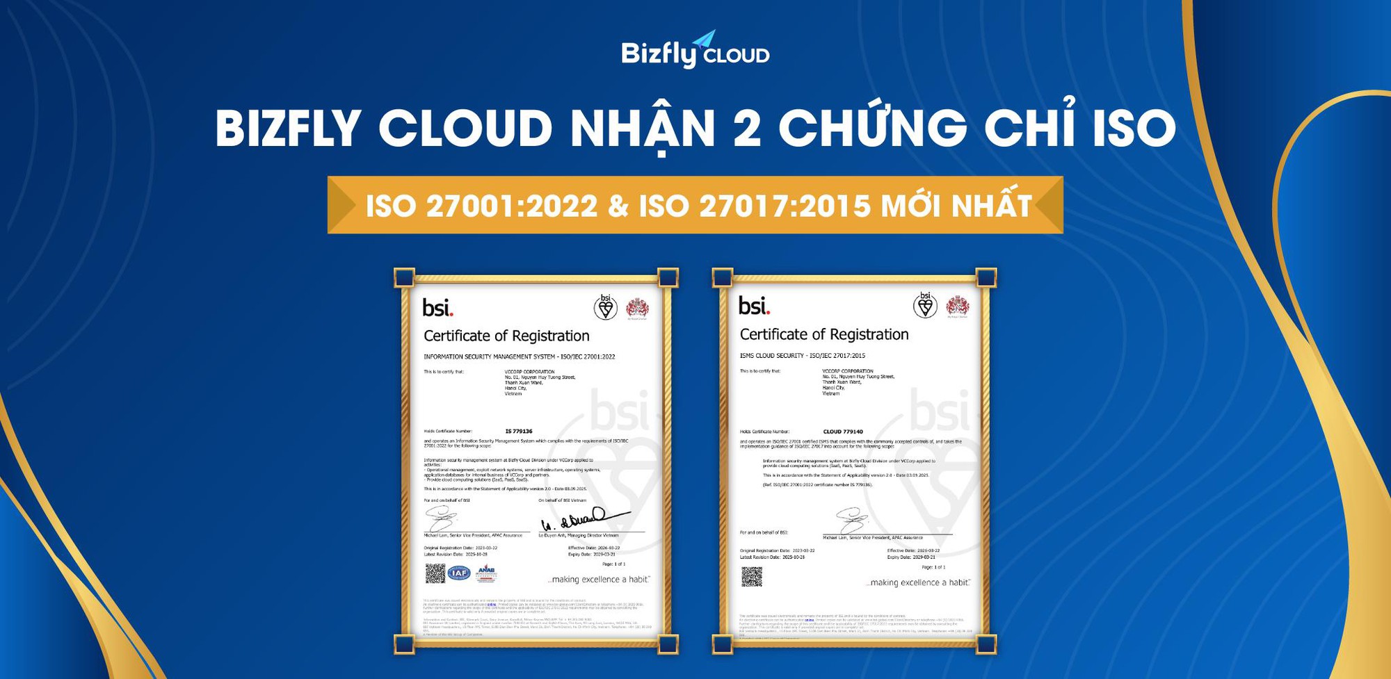 Bizfly Cloud nâng cấp thành công hai chứng chỉ ISO 27001:2022 và ISO 27017:2015 mới nhất- Ảnh 2. Bizfly Cloud nâng cấp thành công hai chứng chỉ ISO 27001:2022 và ISO 27017:2015 mới nhất- Ảnh 2.