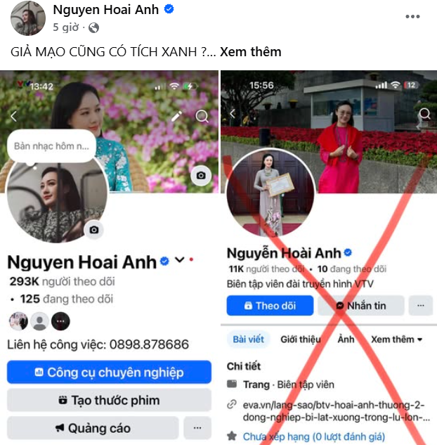 screenshot-2025-11-14-194320-1763124220006316975683 MC Hoài Anh VTV bị giả mạo Facebook tick xanh - Ảnh 1.