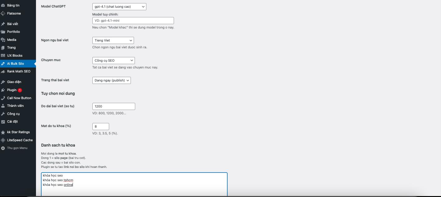 AI Bulk Silo - Plugin viết bài tự động cho WordPress - Ảnh 2. AI Bulk Silo - Plugin viết bài tự động cho WordPress - Ảnh 2.