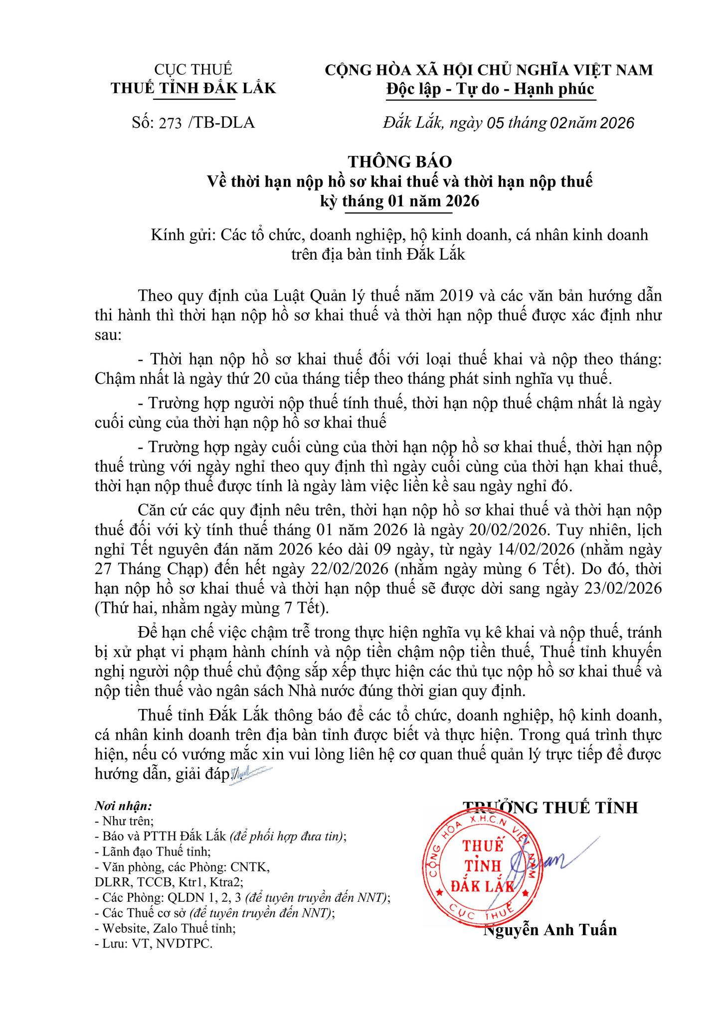 Thông báo mới từ Cơ quan Thuế, người dân lưu ý! - Ảnh 1.