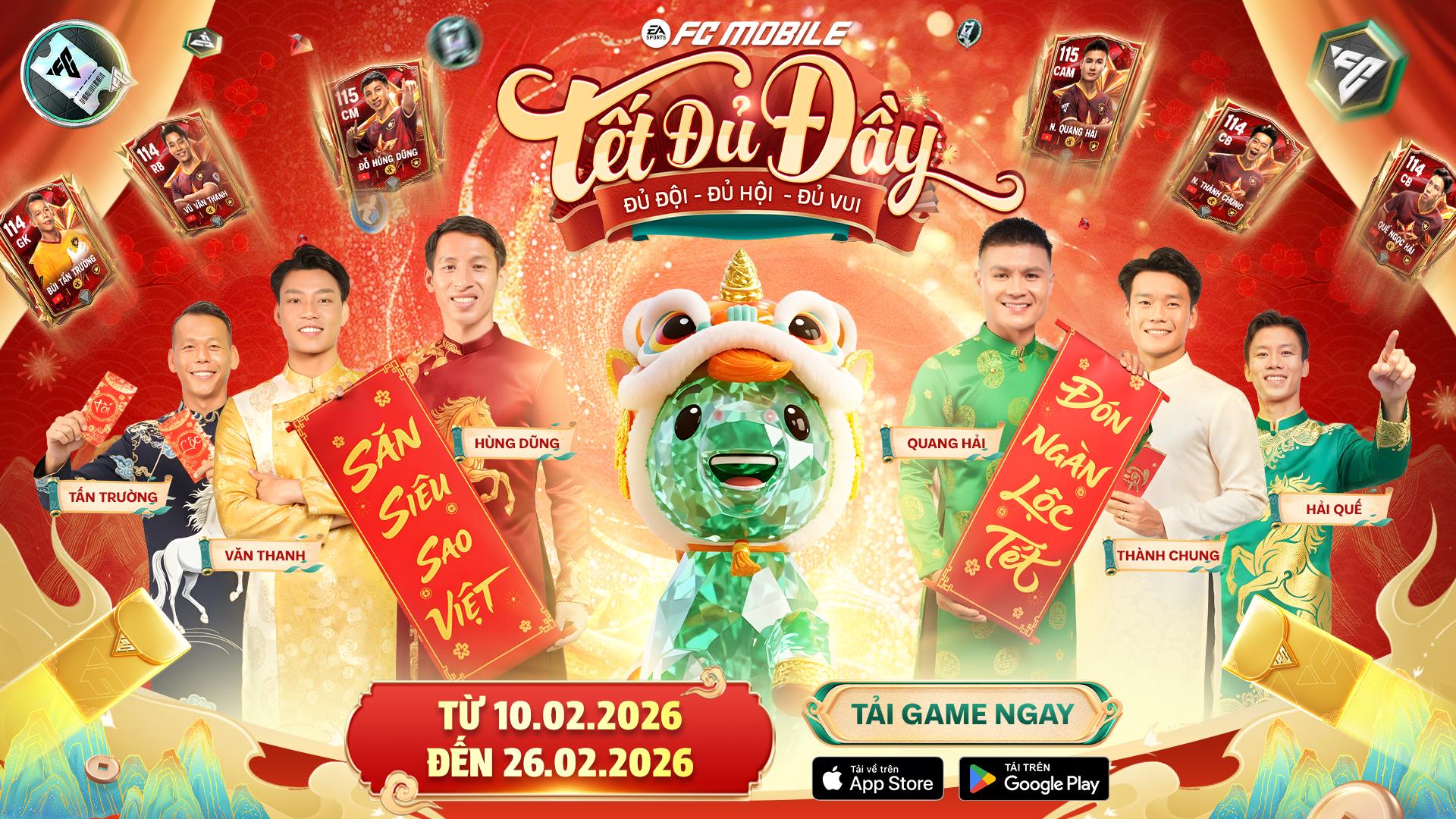 EA SPORTS FC Mobile Việt Nam tung sự kiện “Tết Đủ Đầy”: Lì xì lên tới 22.026 Đá Quý, dàn sao Việt hội tụ đón xuân 2026- Ảnh 1.