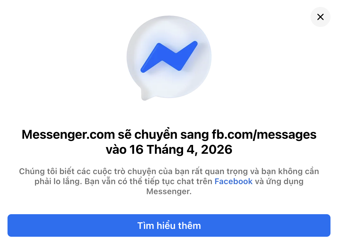Facebook chính thức đóng cửa Messenger trình duyệt web từ 16-4 - Ảnh 1.